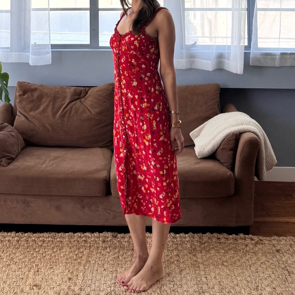 Realisation Par | Dresses | Realisation Par The Juliet Red Silk Floral ...